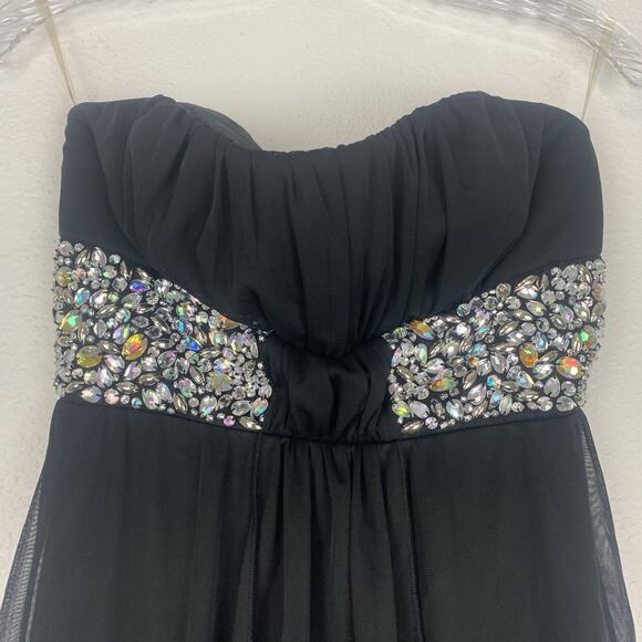 Windsor Dress Womens Medium Rhinestone Empire Waist Y2K High Low Flowy Party M - Picture 2 of 11